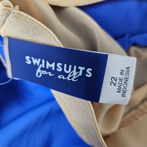 Swimsuits For All Womens Halter Swim Dress Ruched Sides Built-In Bra Size 22 - Picture 7 of 8